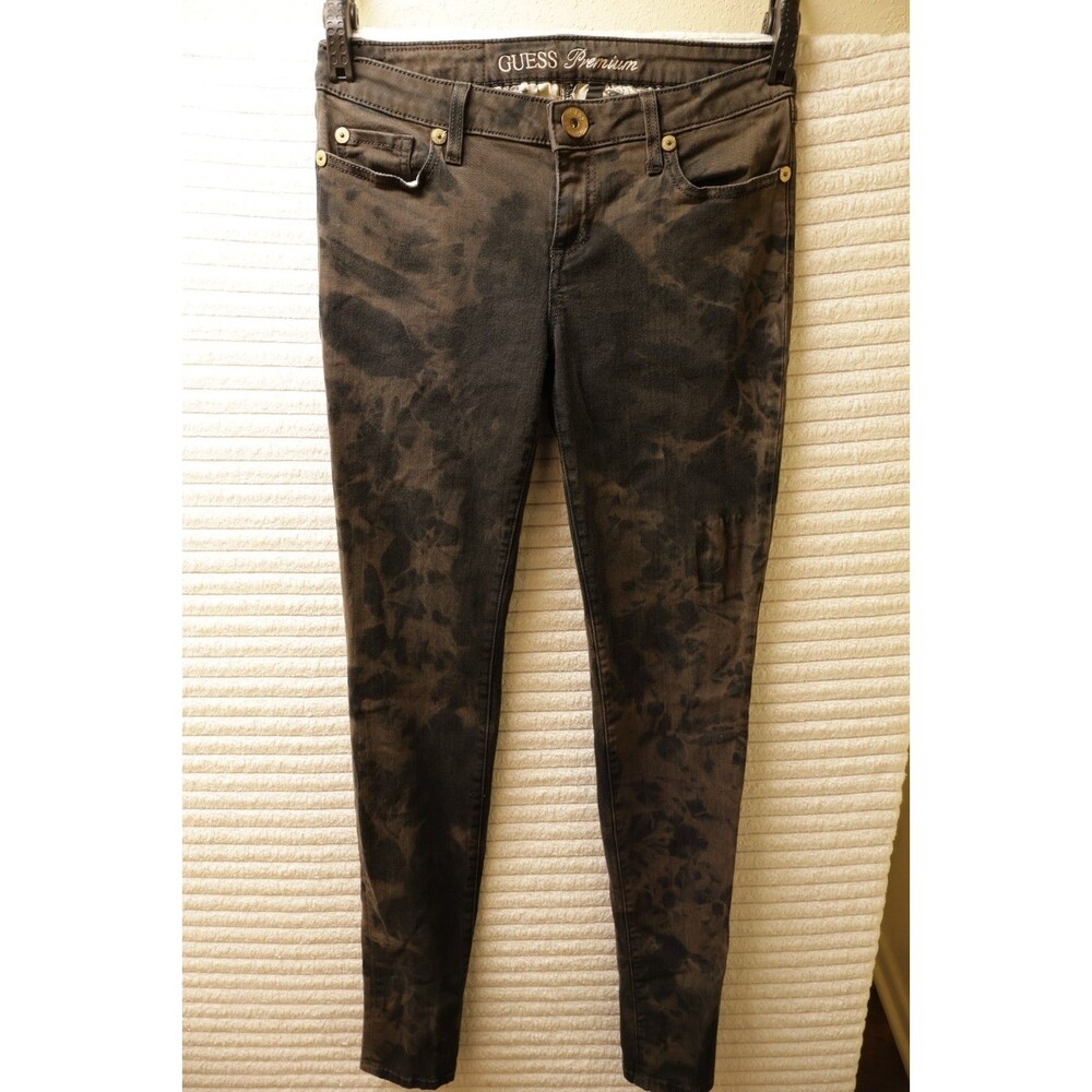 Guess Premium Floral Tie Dye Skinny Jeans Womens Size 26 W3FA00D12D0 Brown